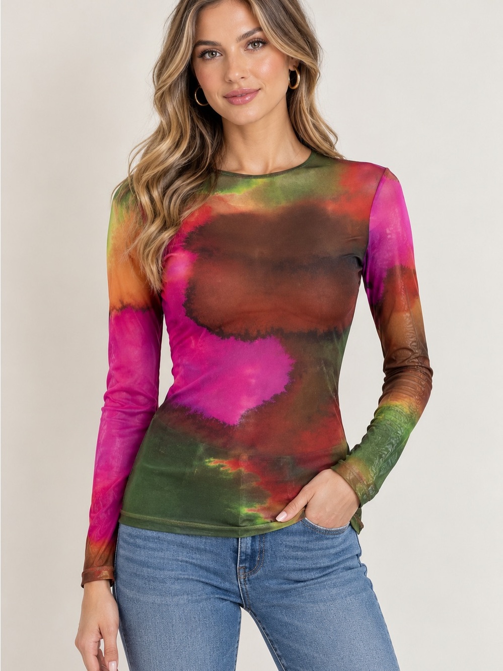 Dries Van Noten Tie-Dye Print Crew Neck Top